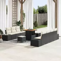 Sodo Sofų Rinkinys su pagalve 10 pcs Juoda Poli ratanas