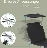 Songmics Šezlongas, sulankstomas gultas, 53 x 193 x 29 cm