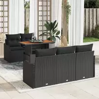 Sodo Sofų Rinkinys su saugykla 6 pcs Juoda Poli ratanas