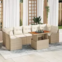 Lauko baldų komplektas Sodo Sofų Rinkinys su saugykla 8 pcs Smėlio Poli ratanas