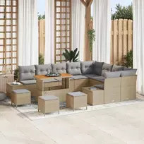 Lauko baldų komplektas Sodo Sofų Rinkinys su pagalve 13 pcs Smėlio poliratanas