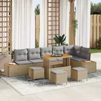 Lauko baldų komplektas Sodo Sofų Rinkinys 10 pcs Smėlio poliratanas