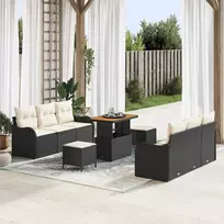 Sodo Sofų Rinkinys su pagalve 9 pcs Juoda ir kreminė