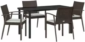 Lauko baldų komplektas Sodo valgomojo komplektas 5 vnt. Ruda ir juoda PE ratanas