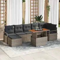 Lauko baldų komplektas Sodo Sofų Rinkinys su saugykla 8 pcs Pilka Poli ratanas
