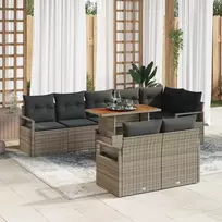 Sodo Sofų Rinkinys 9 vnt. Pilka Poli ratanas