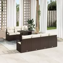Lauko baldų komplektas Sodo Sofų Rinkinys su pagalve 8 pcs Ruda Poli ratanas
