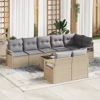 Lauko baldų komplektas Sofos komplektas su pagalve 9 pcs Smėlio poliratanas