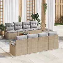 Lauko baldų komplektas Sodo Sofų Rinkinys su pagalve 9 pcs Smėlio poliratanas
