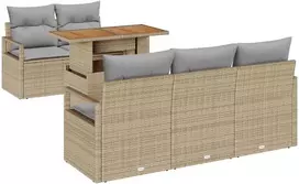 Sodo Sofų Rinkinys 6 pcs smėlio ir šviesiai pilkos spalvos