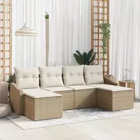 Lauko baldų komplektas Sodo valgomojo komplektas su pagalve 6 pcs Bežinė ir kreminė