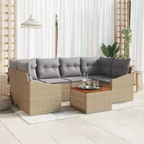 Lauko baldų komplektas Sodo Sofų Rinkinys 7 pcs Bežinė ir šviesiai pilka poliratanas