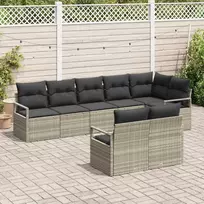 Lauko baldų komplektas Sofos komplektas 8 pcs Šviesiai pilka poliratanas