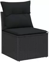 Lauko baldų komplektas Sodo Sofų Rinkinys su pagalve 6 pcs Juoda Poli ratanas