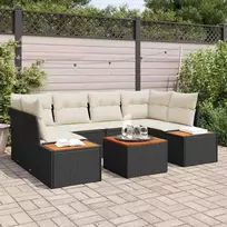 Lauko baldų komplektas Sodo Sofų Rinkinys su saugykla 7 pcs Juoda Poli ratanas