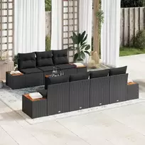 Sodo Sofų Rinkinys su pagalve 8 pcs Juoda Poli ratanas