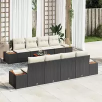 Lauko baldų komplektas Sodo Sofų Rinkinys su saugykla 9 pcs Juoda Poli ratanas