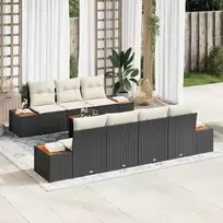 Sodo Sofų Rinkinys su pagalve 8 pcs Juoda Poli ratanas
