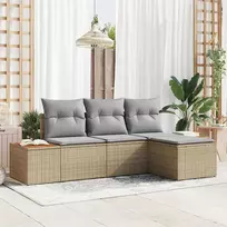Sodo Sofų Rinkinys 4 pcs Bežinė ir šviesiai pilka Poli ratanas