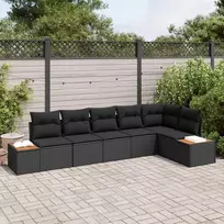 Sodo Sofų Rinkinys su pagalve 6 pcs Juoda Poliratanas