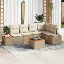 Sodo Sofų Rinkinys su pagalve 6 pcs smėlio ir kreminės spalvos