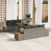 Lauko baldų komplektas Sodo Sofų Rinkinys su saugykla 7 pcs Pilka Poli ratanas