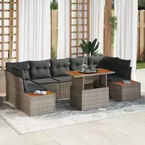 Lauko baldų komplektas Sodo Sofų Rinkinys su saugykla 8 pcs Pilka Poli ratanas