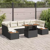 Lauko baldų komplektas Sodo Sofų Rinkinys su saugykla 8 pcs Juoda Poli ratanas