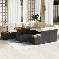 Sodo Sofų Rinkinys su saugykla 9 pcs Juoda Poli ratanas