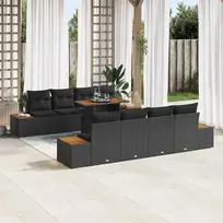 Lauko baldų komplektas Sodo Sofų Rinkinys su saugykla 9 pcs Juoda Poli ratanas