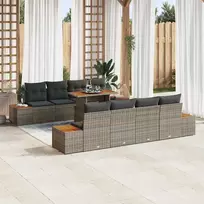 Lauko baldų komplektas Sodo Sofų Rinkinys su saugykla 9 pcs Pilka Poli ratanas