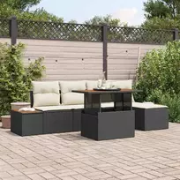 Sodo Sofų Rinkinys su saugykla 6 pcs Juoda Poli ratanas