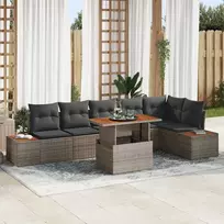 Sodo Sofų Rinkinys su saugykla 7 pcs Pilka Poli ratanas