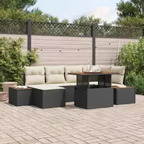Lauko baldų komplektas Sodo Sofų Rinkinys su saugykla 7 pcs Juoda Poli ratanas