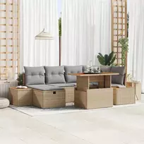 Lauko baldų komplektas Sodo Sofų Rinkinys 7 pcs Smėlio poliratanas