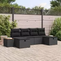 Lauko baldų komplektas Sodo Sofų Rinkinys 6 vnt. Juoda poliratanas