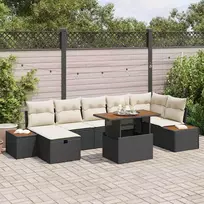 Lauko baldų komplektas Sodo Sofų Rinkinys 8 pcs Juoda poliratanas