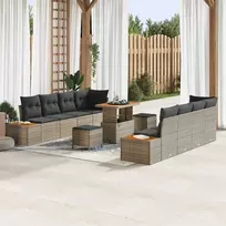 Sodo Sofų Rinkinys su pagalve 11 pcs Pilka Poli ratanas