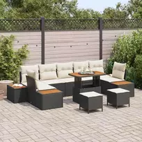 Sodo Sofų Rinkinys su pagalve 10 pcs Juoda Poli ratanas