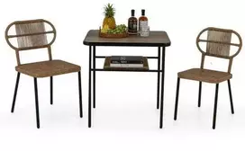 Lauko baldų komplektas Promotions Lauko valgomojo komplektas, 3 dalių, stalas 69x61x71 cm, natūralus