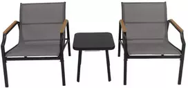 Lauko baldų komplektas Promotions Sodo baldų komplektas, 3 dalių, 70x61x76 cm kėdė, 44x44x42 cm stalas, Pilka