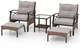Promotions Lauko baldų komplektas, 5 dalių, 72x60x81 cm, ruda pilka
