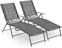 Promotions Sulankstomos terasos poilsio kėdės, 155x63,5x65 cm, pilkos spalvos