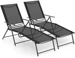 Promotions Sulankstomos terasos gultų kėdės, 155x63.5x65-101.6 cm, juodos spalvos