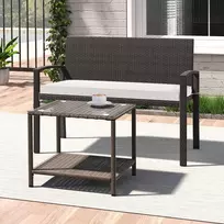 Promotions Lauko dvivietė sofa, 56x110x84 cm, ruda, smėlio spalvos