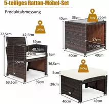 Lauko baldų komplektas Promotions Sodo baldų komplektas, rotangas, 59x53.5x77.5 cm, ruda balta