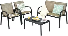 Promotions Lauko baldų komplektas, 107,9x61,9x80 cm dvivietė sofa, 63,5x45x37,1 cm arbatos staliukas, juoda pilka