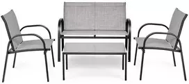 Promotions Lauko baldų komplektas, 108x62x80 cm dviems skirtas fotelis, 63,5x45x37 cm arbatos staliukas, Pilka