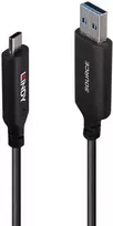 USB Laidas - LINDY USB 3.2 Tipo A į C Hibridinis Laidas, 5Gbps, PVC Danga, 25 m, Juodas