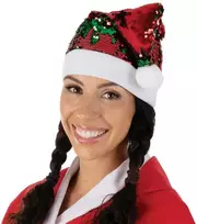 Snieguolės blizganti raudona-žalia kepurė
